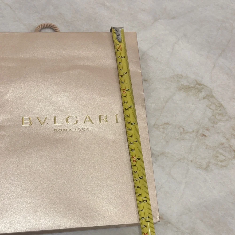 BVLGARI Designer Gold Paper Shopping Bag Set – Small & Large Authentic.